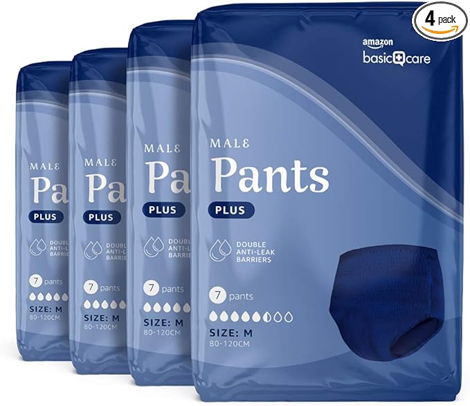 Amazon Basic Care Hommes Culottes Plus M, Bleu, 28 Pièces (4 lot de 7)