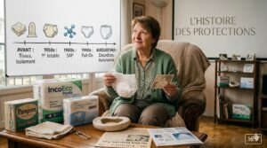 Frise de l'histoire de la couche pour adulte